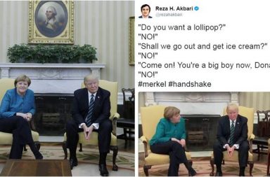Donald trump's handshake, angela merkel handshake trump, trump handshake joke, trump merket handshake